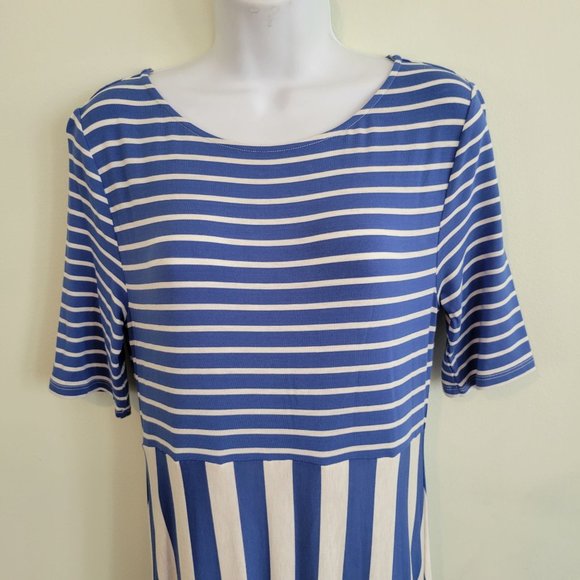 Matilda Jane S‎ Blue White Striped Maxi Dress Modest THE ROAD AHEAD - Picture 5 of 7